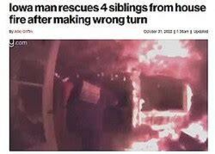 
Iowa man rescues 4 siblings from house fire after making wrong turn 